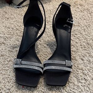Chic Black and Silver Strappy Heels